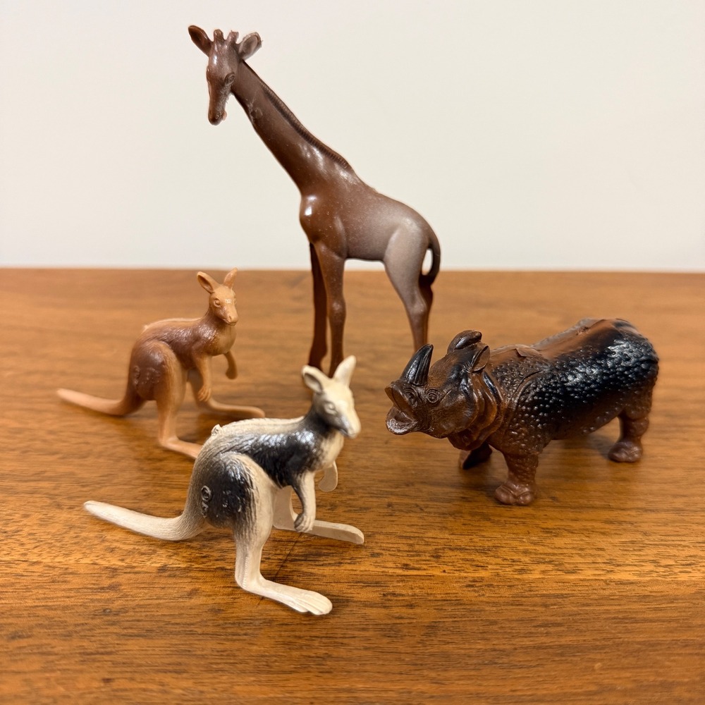 Set of 4 Vintage 1950's Bergen Toy & Novelty Co Plastic Toy Animals‎